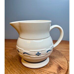 Longaberger Pottery   Woven Traditions Blue and Cream Large Pitcher 64 ounces